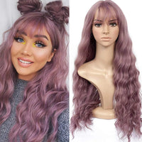 Long Synthetic Hair Wigs With Bang 26Inches Water Wave Curly Hair