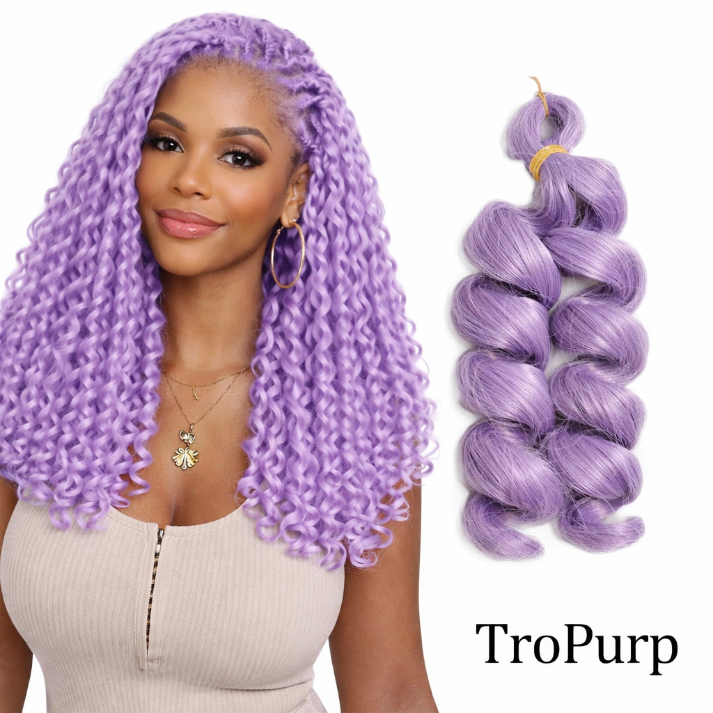 12 Inch French Curl Braiding Hair Loose Wavy Pre-Stretched Synthetic Crochet Braids Purple Bouncy Spiral Curl Hair Extensions