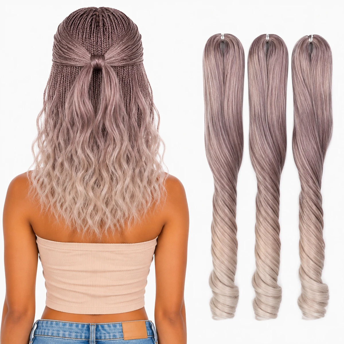 French Curl Braiding Hair 18 Inch – Soft Synthetic Crochet Hair Extensions for Boho Braids