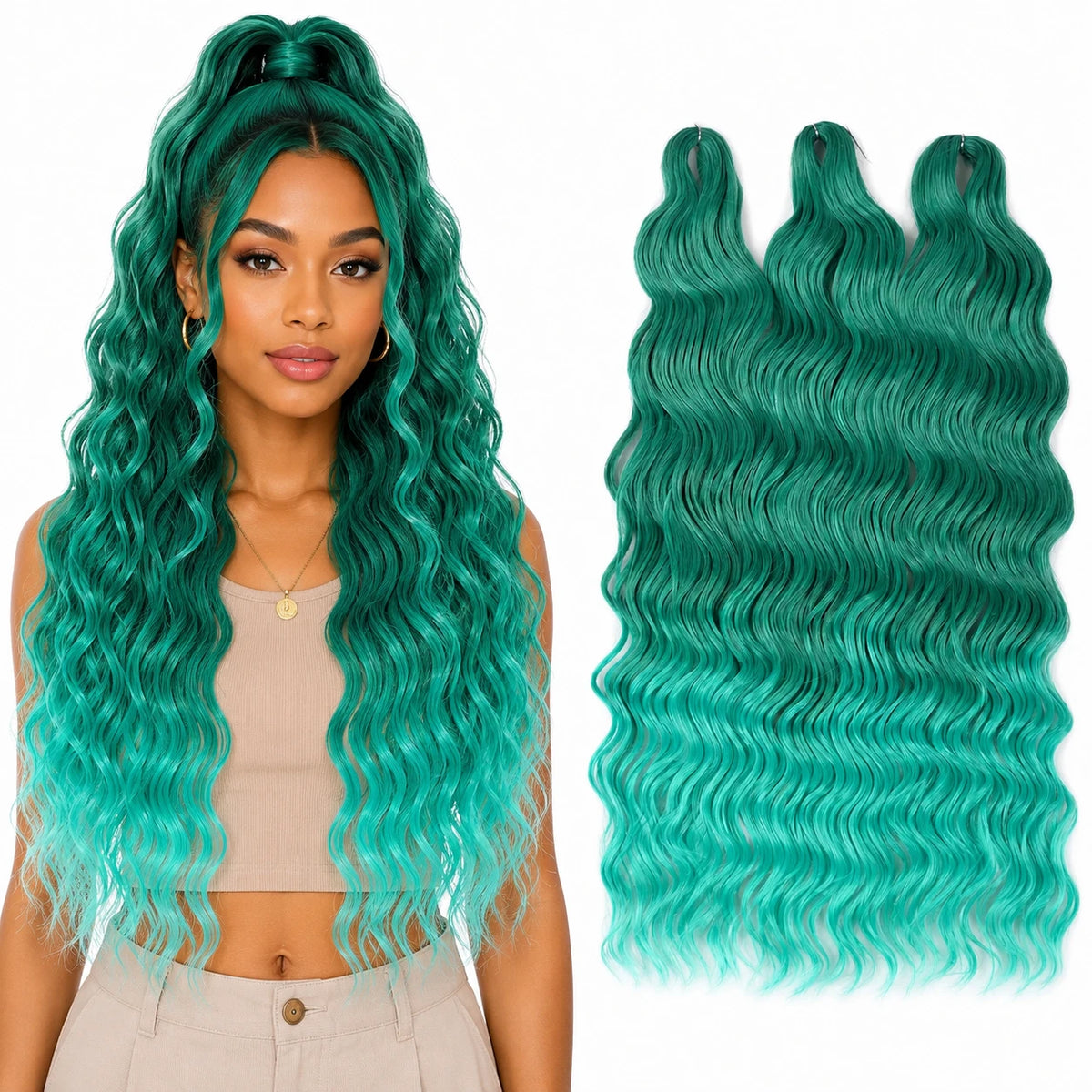 24 Inch Loose Deep Wave Crochet Braiding Hair Ombre Blonde Synthetic Deep Curly Twist Hair Extensions for Women