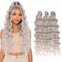 24 Inch Loose Deep Wave Crochet Braiding Hair Ombre Blonde Synthetic Deep Curly Twist Hair Extensions for Women