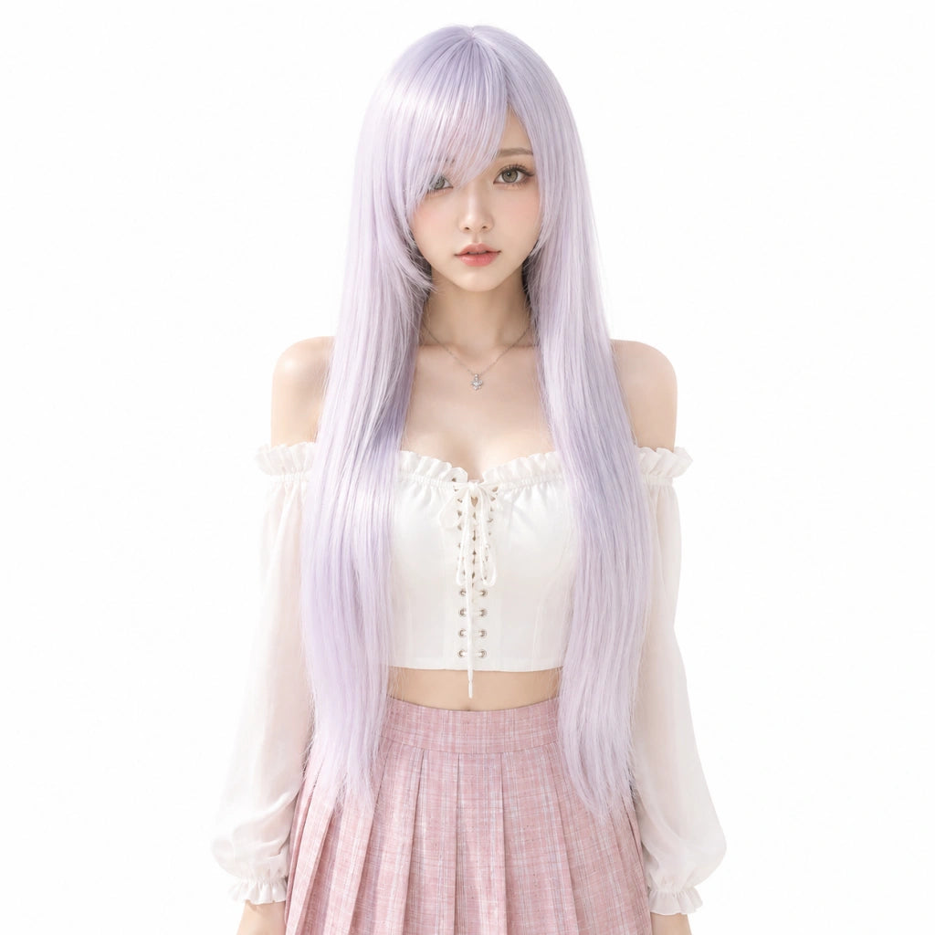 80cm Long Straight Cosplay Wig – Heat Resistant Synthetic Anime Wig