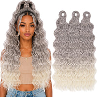 24 Inch Loose Deep Wave Crochet Braiding Hair Ombre Blonde Synthetic Deep Curly Twist Hair Extensions for Women