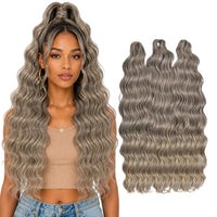 24 Inch Loose Deep Wave Crochet Braiding Hair Ombre Blonde Synthetic Deep Curly Twist Hair Extensions for Women