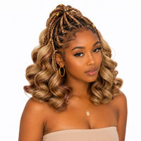 Boho Box Braids Crochet Hair Bob – Black Loose French Curl Synthetic Braids for Women