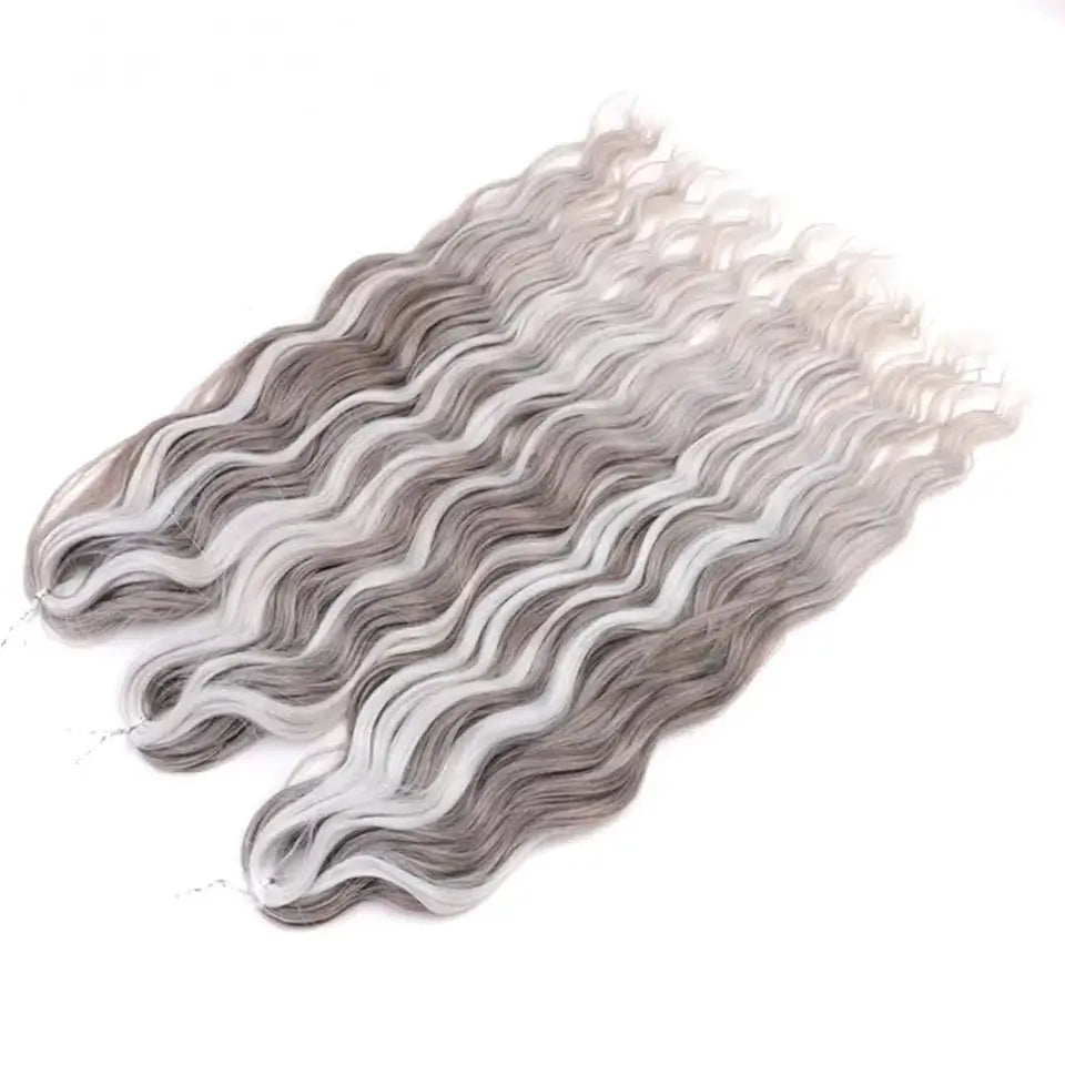 3 Pack Synthetic Loose Deep Wave Braiding Hair Extensions 24 Inch Deep Curly Twist Crochet Braid Hair Ombre Blonde Brown