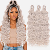 24 Inch Loose Deep Wave Crochet Braiding Hair Ombre Blonde Synthetic Deep Curly Twist Hair Extensions for Women