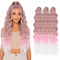 24 Inch Loose Deep Wave Crochet Braiding Hair Ombre Blonde Synthetic Deep Curly Twist Hair Extensions for Women
