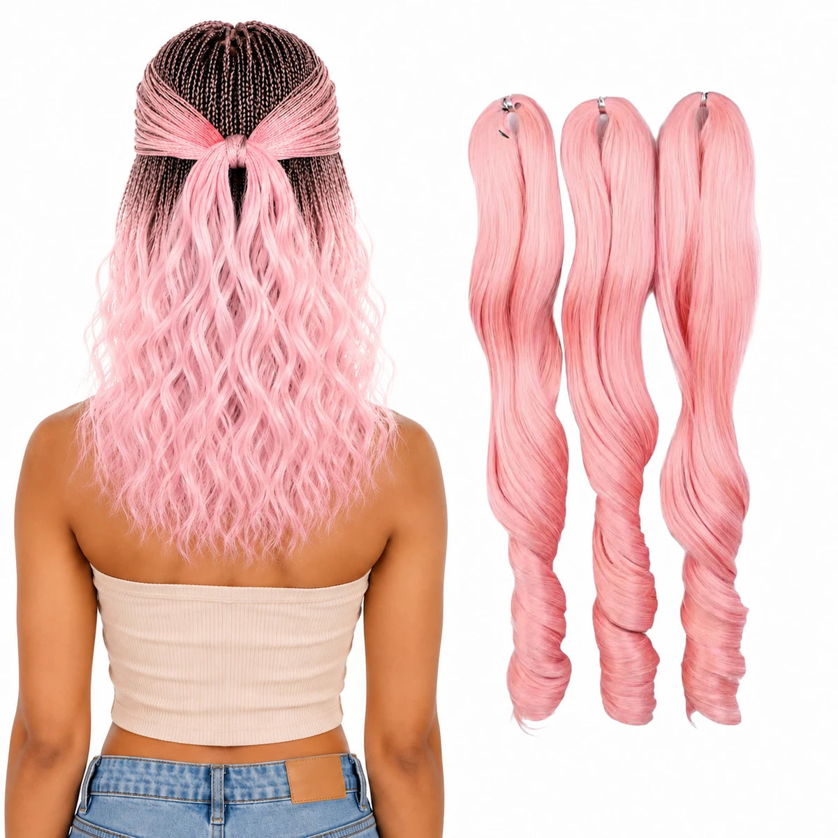 French Curl Braiding Hair 18 Inch – Soft Synthetic Crochet Hair Extensions for Boho Braids