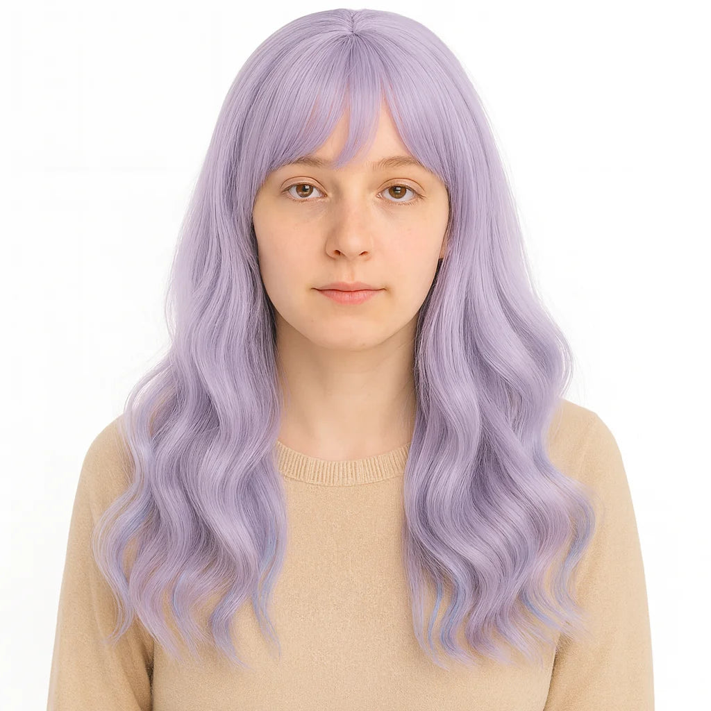 Heat-Resistant Pink Cosplay Wig with Bangs – 24" Long Straight Anime Wig | Soft Matte Fiber, Natural Look for Women