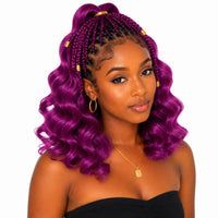 Boho Box Braids Crochet Hair Bob – Black Loose French Curl Synthetic Braids for Women