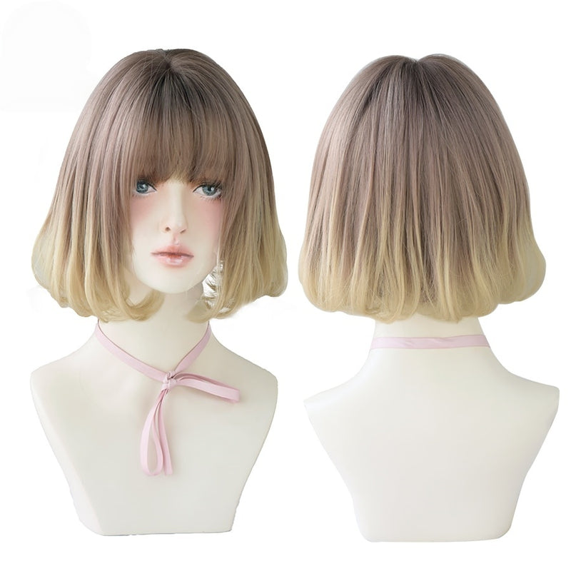 Short Black Bob Wig with Bangs – Synthetic Heat-Resistant Daily Wear Wig