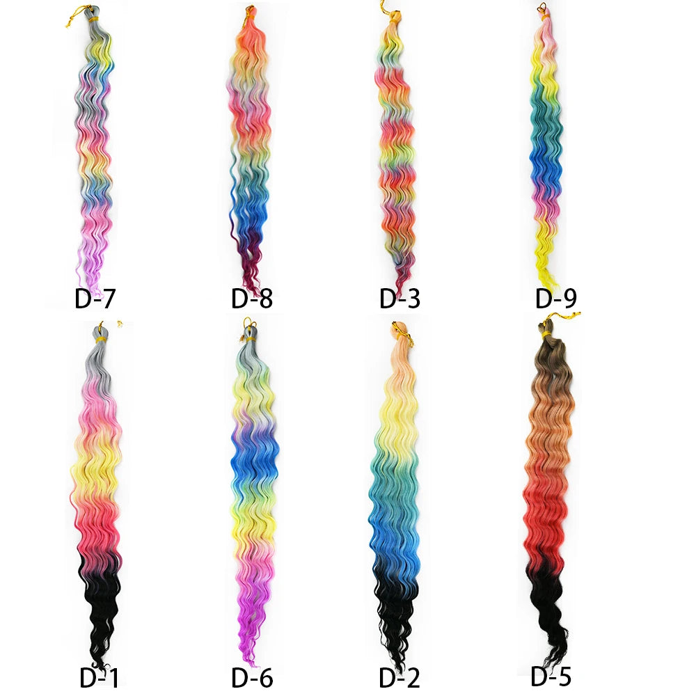 24 Inch Colored Deep Wave Crochet Hair – Synthetic Water Wave Braiding Extensions