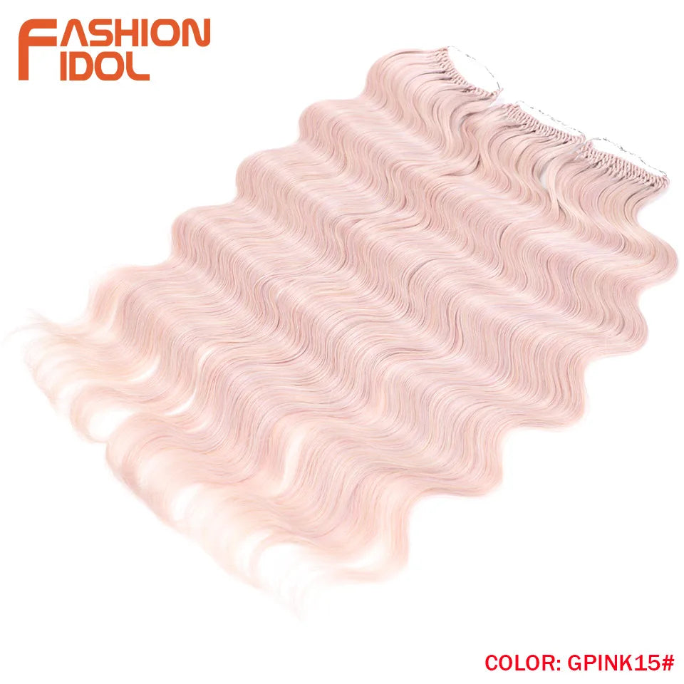 24 Inch Body Wave Crochet Hair – Synthetic Ombre Blonde Goddess Crochet Braids Natural Wavy Extensions