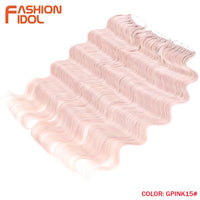 24 Inch Body Wave Crochet Hair – Synthetic Ombre Blonde Goddess Crochet Braids Natural Wavy Extensions