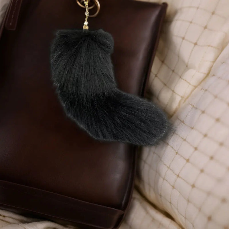 Huge Fluffy Faux Fur Fox Tail Keychain Therian Tail Fox Tail Keychain Fur Pendant Key Chain Keychain Pendant Gift for Women Girl