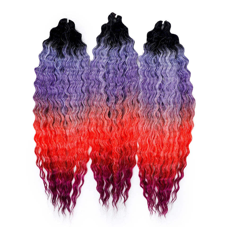 24 Inch Water Wave Crochet Braiding Hair Pink Blonde Synthetic Hair Extensions for Black Women