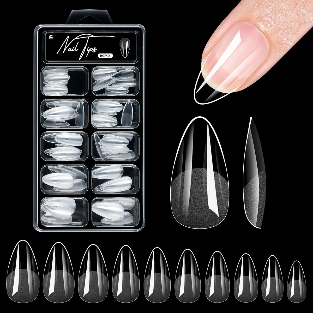 600PCS Short Almond Soft Gel Nail Tips Full Cover – Press On False Nail Tips for Acrylic Nails