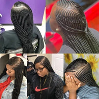 Faux Locs Crochet Cornrow Braided Wig Synthetic Full Lace Knotless Box Braids Wig
