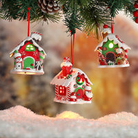 LED Light Christmas Gingerbread Small House Creative Pendant Christmas Decorantion Party Xmas Tree New Year Holiday Decor