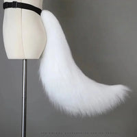 2025 New Handmade Colorful Gradient Cat Ears Headband Adjustable Belt Fox Tail Halloween Cosplay Animal Wolf Props