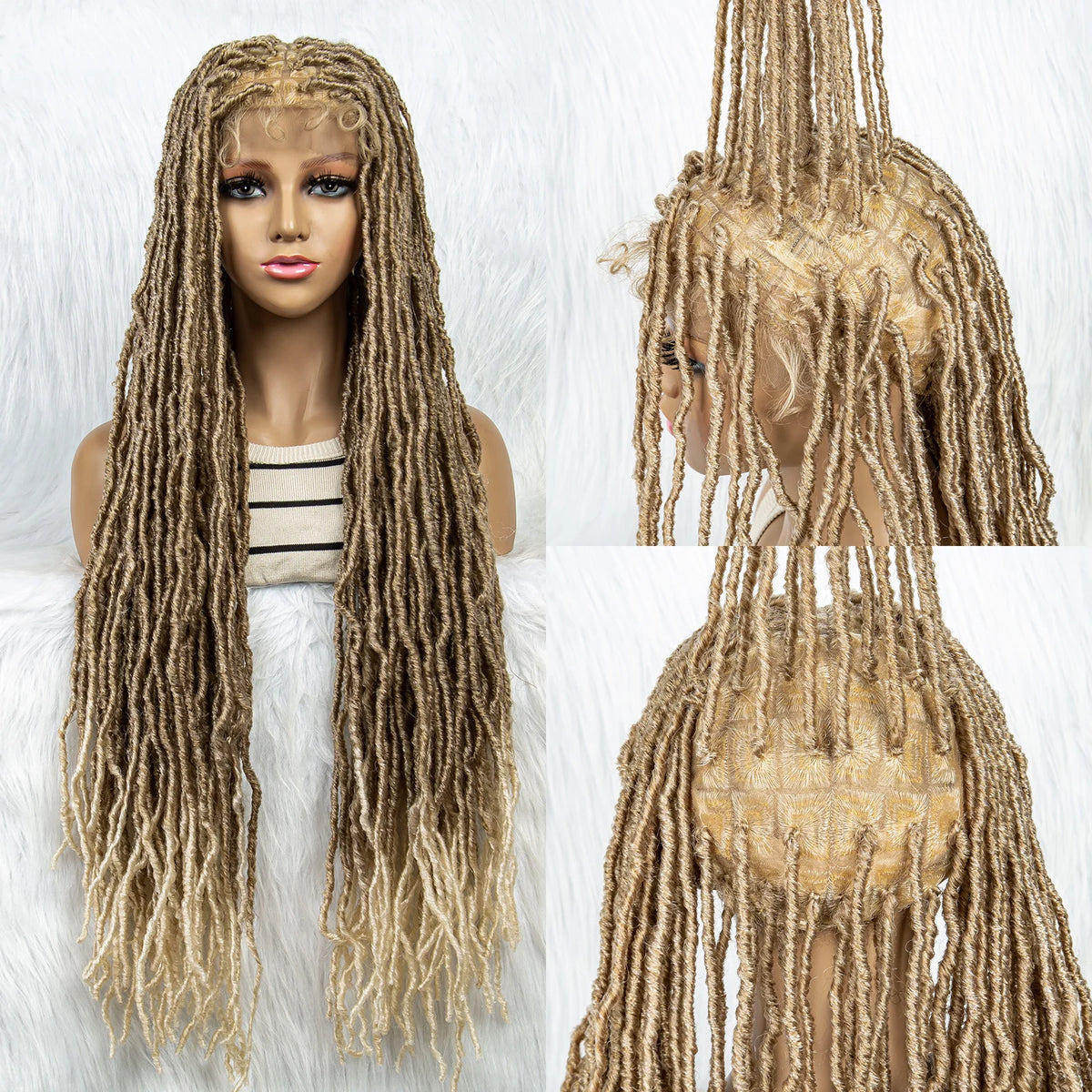 Pink Blue Full Lace Braided Wigs Synthetic Lace Front Wig Braid African With Baby Hair Braids Butterfly Locs Dreadlocks Wigs