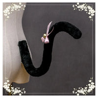 Plush Cat Tail Cosplay Accessory – Cute Anime Lolita Maid Style with Bells, Handmade Costume Prop