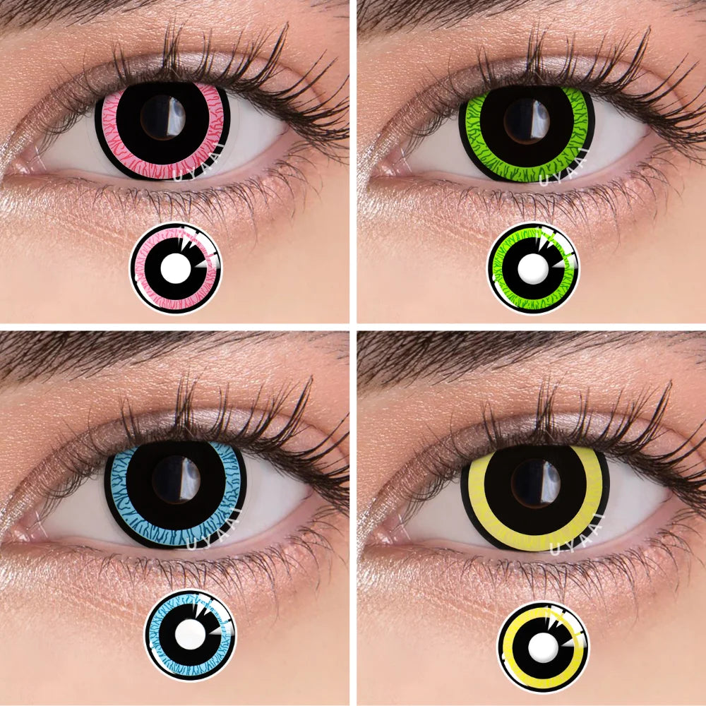 UYAAI 1Pair Color Contact Lenses For Eyes Blue Yellow Yearly Contact Lens Cosplay Anime Beauty Makeup halloween Contact Lens