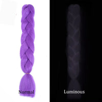 24 Inch Glow in the Dark Braiding Hair – Synthetic Rainbow Jumbo Braid Extensions