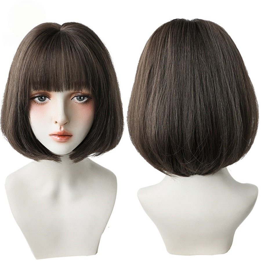 Short Black Bob Wig with Bangs – Synthetic Heat-Resistant Daily Wear Wig
