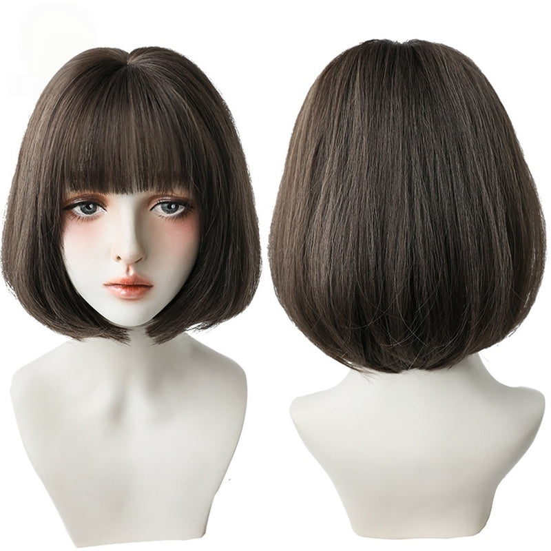 Short Black Bob Wig with Bangs – Synthetic Heat-Resistant Daily Wear Wig