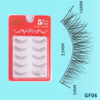 5pairs Natural False Eyelashes Thin Band Short HandMade Lighte Soft EyelashCosplay Korean Fashion Wispy Extension Makeup Tools