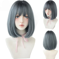 Short Black Bob Wig with Bangs – Synthetic Heat-Resistant Daily Wear Wig