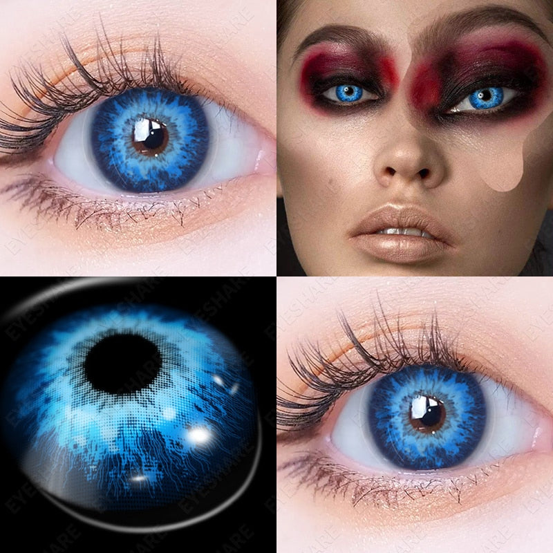 AMARA Blue Color Contact Lenses for Eyes Cosplay Yearly Makeup Halloween