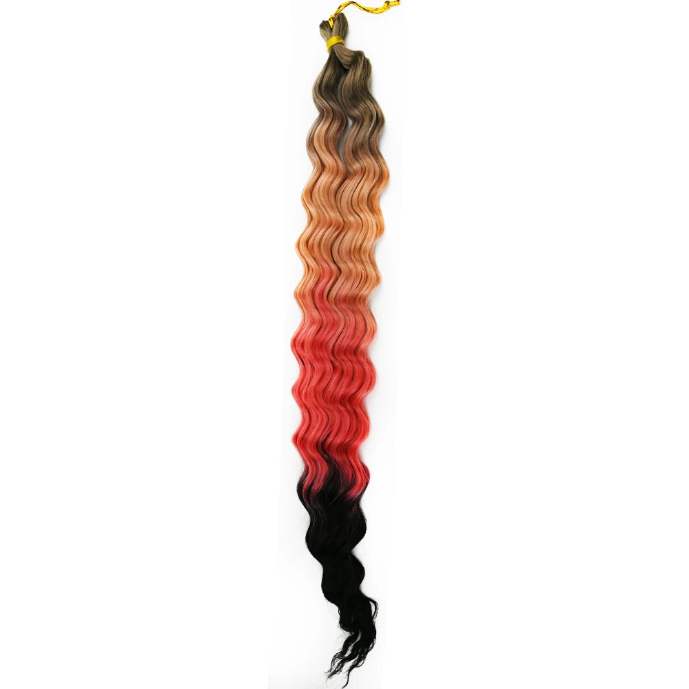 24 Inch Colored Deep Wave Crochet Hair – Synthetic Water Wave Braiding Extensions