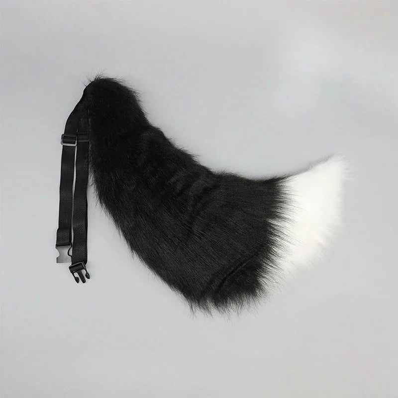 Plush Cosplay Tail – Soft Faux Fur Animal Tail with Adjustable Belt for Adults