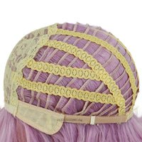 Light Purple Pink Bob Wig with Bangs – Synthetic Straight Cosplay Wig for Women