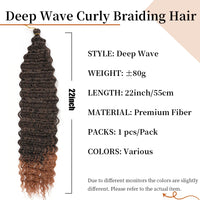 Ocean Wave Crochet Hair 22 Inch Deep Wave Curly Braiding Hair Soft Synthetic Crochet Braids for Black Women