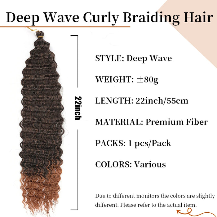 Ocean Wave Crochet Hair 22 Inch Deep Wave Curly Braiding Hair Soft Synthetic Crochet Braids for Black Women