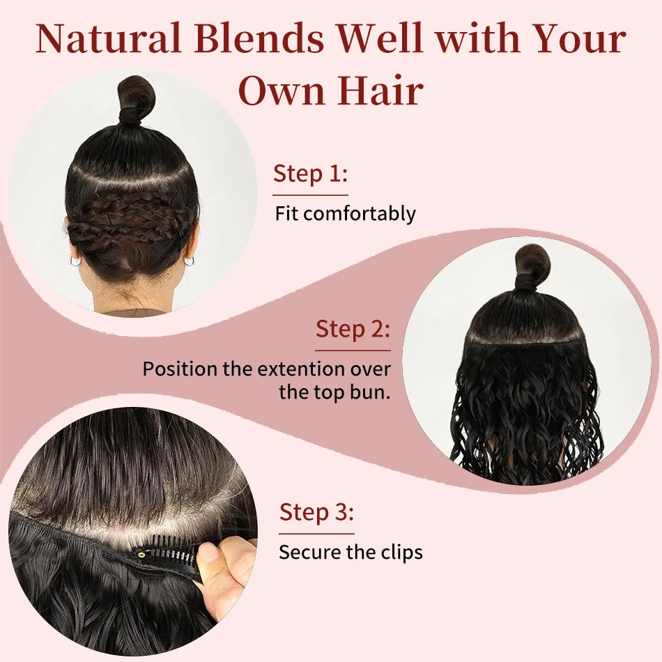 Curly Water Wave Human Hair Clip-Ins – 7 Pieces