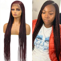 Faux Locs Crochet Cornrow Braided Wig Synthetic Full Lace Knotless Box Braids Wig
