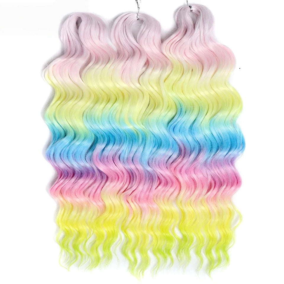 Water Wave Ombre Blonde Braiding Hair Extensions – Deep Wave Afro Curl Crochet for Women