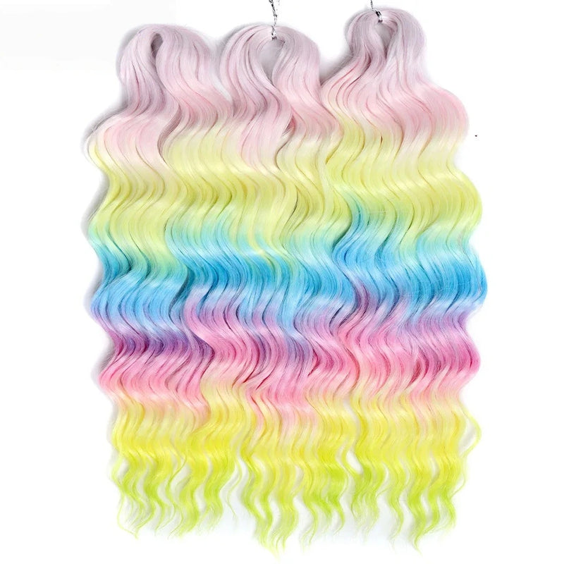 Water Wave Ombre Blonde Braiding Hair Extensions – Deep Wave Afro Curl Crochet for Women