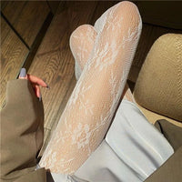 Japanese Lolita Retro Floral Rattan White Hosiery Hot Tights Classic Lolita Hollowed Out Lace Mesh Stockings Bottomed Pantyhose