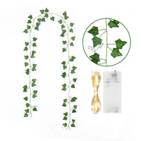 2Meter Silk Fake Green Leaf Ivy Vine with LED Lights String for Home Bedroom Decor Wedding Glowing Artifical Plant Garland Decor