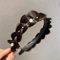 Wide Twist Wig Headbands For Women Wide Fishbone Braids Hairbands Handmade Head Hoop Hair Styling Headwear Accessories Gift