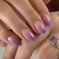 24Pcs Medium Short Square False Nails Glittering Nail Art White Wearable Fake Nail Silver French Full Cover Press on Nail Tips