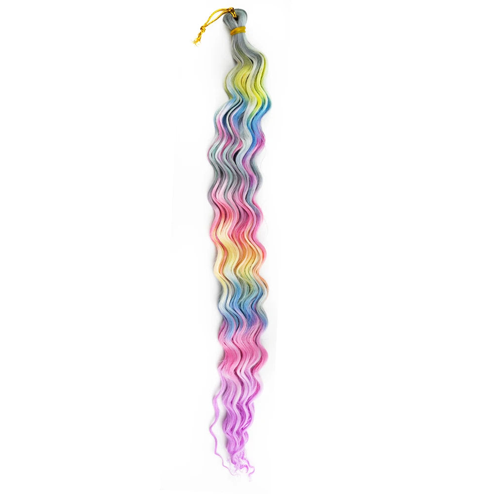24 Inch Colored Deep Wave Crochet Hair – Synthetic Water Wave Braiding Extensions