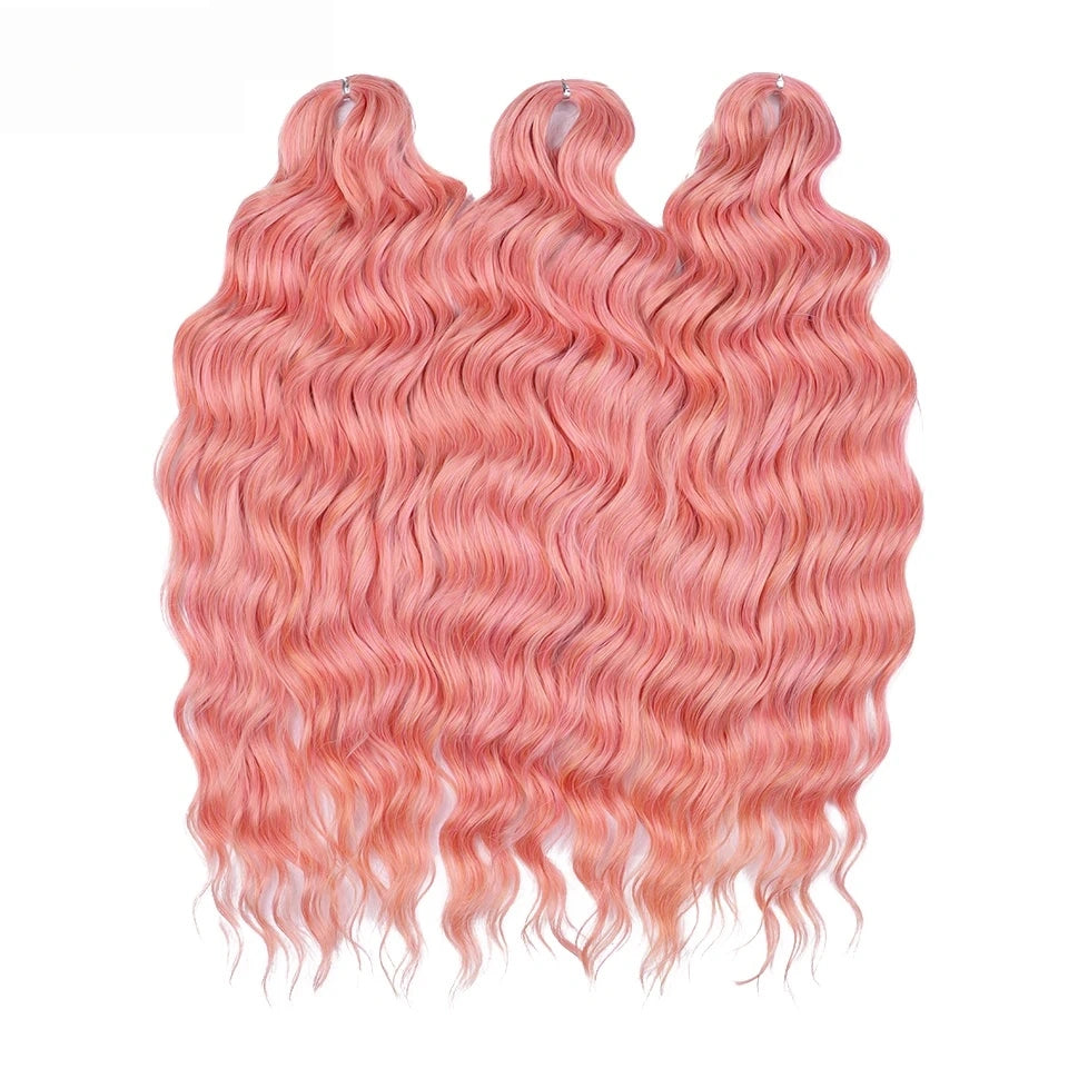 Water Wave Ombre Blonde Braiding Hair Extensions – Deep Wave Afro Curl Crochet for Women