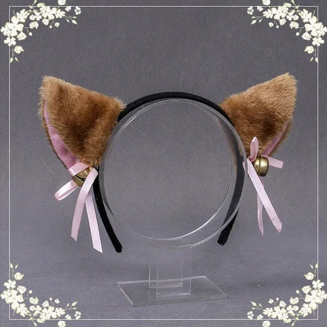 Plush Cat Tail Cosplay Accessory – Cute Anime Lolita Maid Style with Bells, Handmade Costume Prop